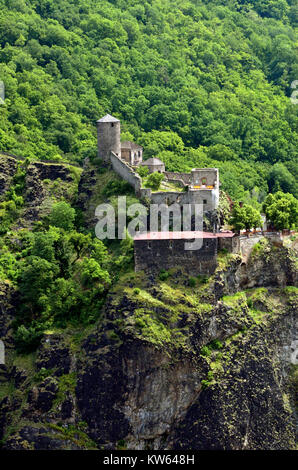 La République tchèque, la Bohême, le château de pierre, peur arrangement Tschechien, Boehmen, Burganlage Schreckenstein Banque D'Images