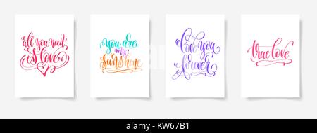 Tout ce qu'il vous faut, c'est l'amour, vous êtes mon soleil, love you forever, tru Illustration de Vecteur