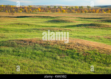 Les hidatsas site Village, couteau River Indian Villages National Historic Site, Lewis et Clark National Historic Trail, Dakota du Nord Banque D'Images