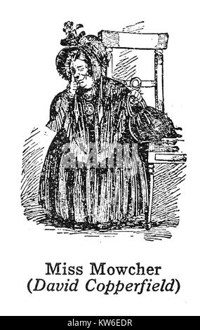 Charles Dickens 1812 à 1870 caractères -Dickens -1930's illustration -Miss Mowcher de 'David Copperfield' Banque D'Images