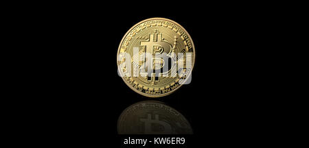 Bitcoin or sur fond noir Banque D'Images