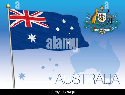 L'Australie Drapeau, Armoiries et la carte Illustration de Vecteur