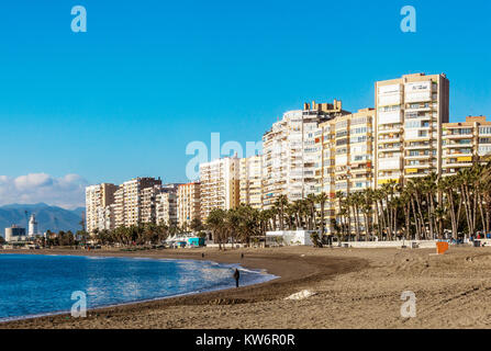 La plage de Malagueta, Malaga, Espagne Banque D'Images