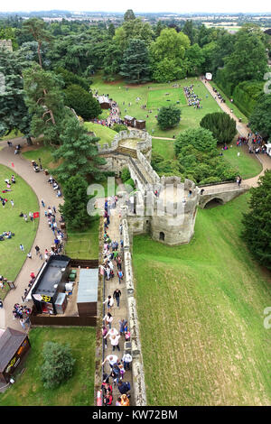 Vue depuis la plus haute tour du château de Warwick. Banque D'Images