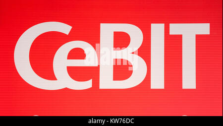 Le logo de la marque Cebit.Le Cebit est le plus grand salon des technologies de l'information au monde. Banque D'Images