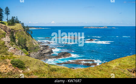 L'île de Norfolk, territoire extérieur australien, falaises et côtes au point Ross Banque D'Images