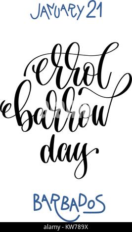 21 janvier - Errol Barrow jour - la Barbade, lettrage main Illustration de Vecteur