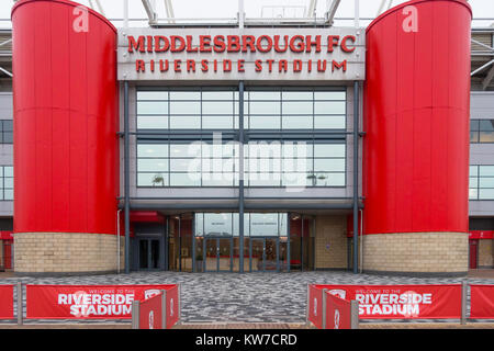 L'entrée principale du stade de Middlesbrough Football Club à Riverside, Middlesbrough Cleveland UK. Banque D'Images