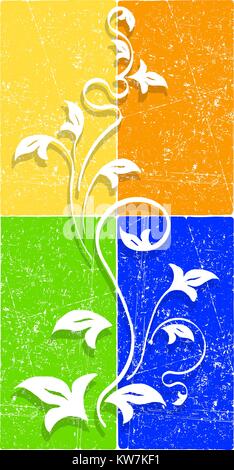 Résumé blanc décoratif branche sur grunge background couleur lumineuse. Illustration de Vecteur