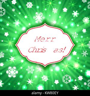 Carte de vœux de Noël avec des flocons de neige Illustration de Vecteur