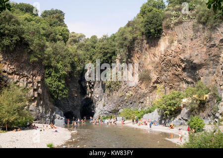 La gorge de l'Alcantara, Sicile, Europe Banque D'Images