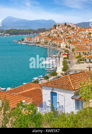 L'île de Poros, Argolide, Péloponnèse, Grèce Banque D'Images