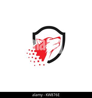 Tête de chien shield logo Vector Illustration de Vecteur