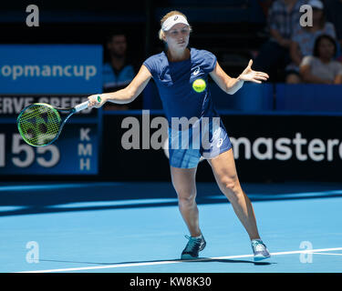 Joueuse de tennis russe, DARIA GAVRILOVA pendant une Hopman Cup match dans l'Arène de Perth, Australie Banque D'Images