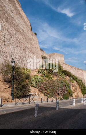 Corse : les détails architecturaux des anciens remparts de la citadelle de Calvi, célèbre destination touristique sur la côte nord-ouest Banque D'Images