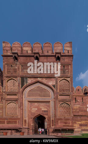 Détail de la Fort d'Agra, Uttar Pradesh, Inde Banque D'Images