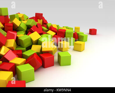 Les blocs de couleurs multiples dans une pile. rouge, vert, orange et jaune Banque D'Images