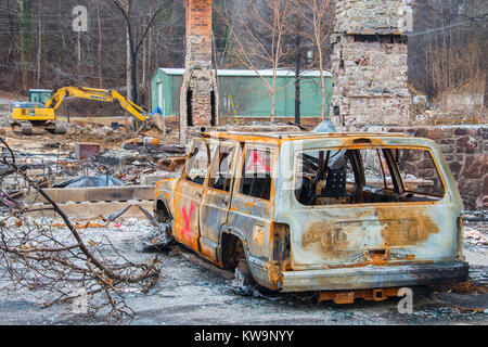 Conséquences des incendies de forêt, novembre 2016, Gatlinburg, Tennessee, USA, par Bill Lea/Dembinsky Assoc Photo Banque D'Images