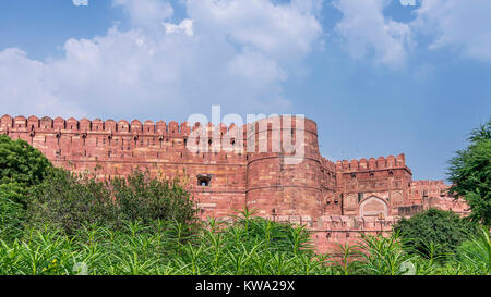 Les murs du Fort d'Agra, Agra, Inde Banque D'Images