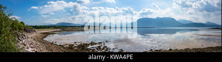 Le Loch Linnhe à Sallachan Point avec la vue vers Onich et Glencoe, Ardnamurchan, Ecosse Banque D'Images