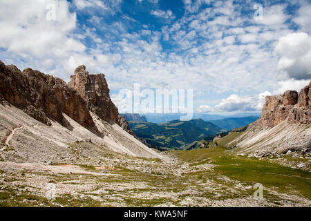 Les Pizes Danter Le Grand Cir et pice de la cir de Forc Crespeina à la tête de l'Chedul Tal Selva Val Gardena Dolomites Italie Banque D'Images