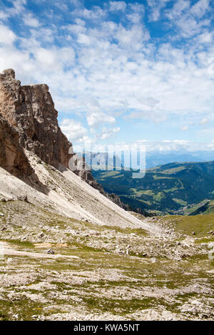 Les Pizes Danter Le Grand Cir et pice de la cir de Forc Crespeina à la tête de l'Chedul Tal Selva Val Gardena Dolomites Italie Banque D'Images