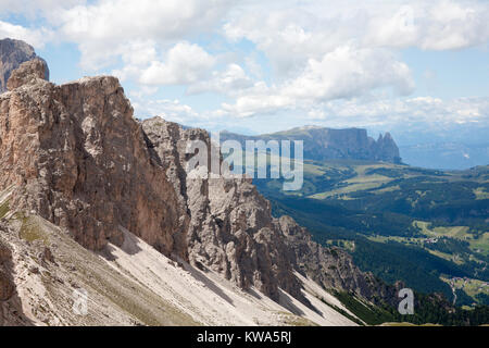 Les Pizes Danter Le Grand Cir et pice de la cir de Forc Crespeina à la tête de l'Chedul Tal Selva Val Gardena Dolomites Italie Banque D'Images