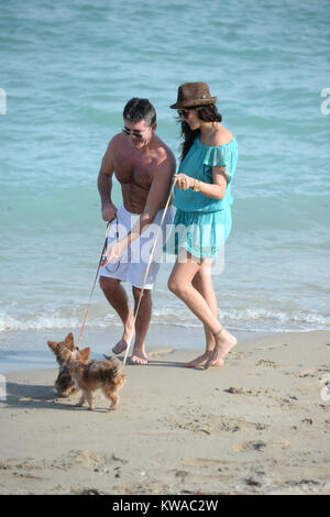 SMG Simon Cowell Lauren Silverman   FLXX Eric Cowell Beach   bébé nouveau-né 022414 15.JPG MIAMI, FL - 24 février : les nouveaux parents Simon Cowell et Lauren Silverman profitez de la plage de Miami avec leur Yorkshire Terriers, Sqiddly et Diddly. Cowell et Silverman se félicite de leur fils le jour de la Saint Valentin il y a 10 jours le 24 février 2014 à Delray Beach, en Floride. (Photo par les tempêtes Media Group) Personnes : Simon Cowell  Eric Cowell Lauren Silverman Banque D'Images