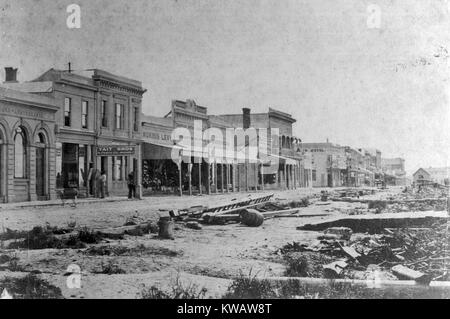 Suite de l'inondation à Mawhera Quay, Greymouth, Westland, Nouvelle-Zélande, probablement dans les années 1880. Banque D'Images