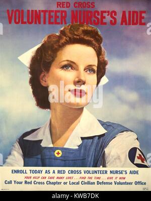 Affiche de recrutement pour les bénévoles de la Croix-Rouge aide-infirmière durant la Seconde Guerre mondiale 2. Juin 1943, (BSLOC   2014 10 194) Banque D'Images