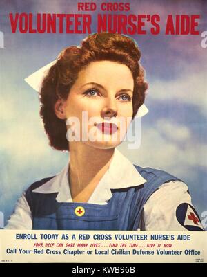 Affiche de recrutement pour les bénévoles de la Croix-Rouge aide-infirmière durant la Seconde Guerre mondiale 2. Juin 1943, (BSLOC   2014 10 194) Banque D'Images