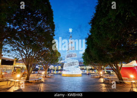 Un arbre de Noël au King Street Wharf de Darling Harbour, Sydney, Australie pendant la nuit Banque D'Images