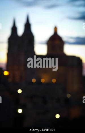 Eglise de Mellieha, lumière du soir, silhouette, Malte Banque D'Images