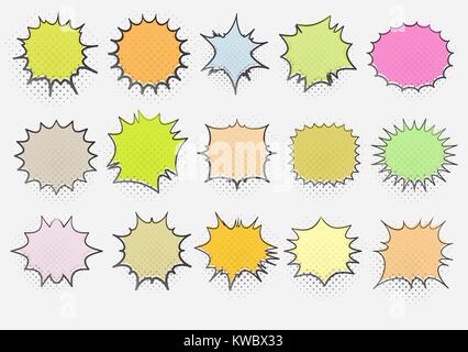 Ensemble de 15 templates bulles colorées dans pop art style. Éléments pour la conception de la bande dessinée. Vector illustration Illustration de Vecteur