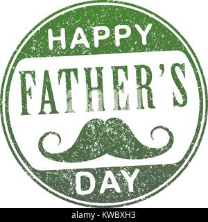 Happy Father's Day green rubber stamp avec la silhouette d'une moustache Illustration de Vecteur