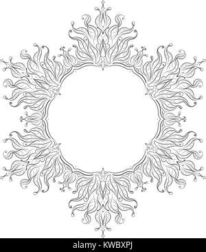 Hexagone inhabituel floral décoration riche cadre décoratif avec l'espace vide de votre conception ou du texte. Vector illustration au mandala style. Illustration de Vecteur