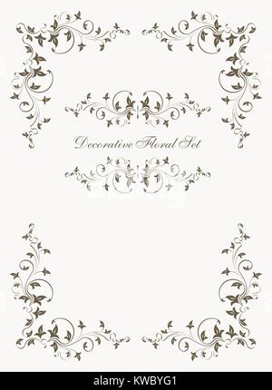 Ensemble d'ornements floraux vintage vector frames. Illustration de Vecteur
