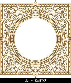 La décoration riche square henna frame pattern avec centre. Dans l'arrière-plan décoratif vectoriel style ethnique indienne pour Coloring Book, design de textile, Illustration de Vecteur