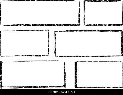 Ensemble de six mètres carrés et rectangulaires pour les modèles vector grunge rubber stamps Illustration de Vecteur