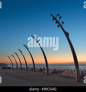 La tour de Blackpool plage au coucher du soleil de la baie d'éclairage Banque D'Images