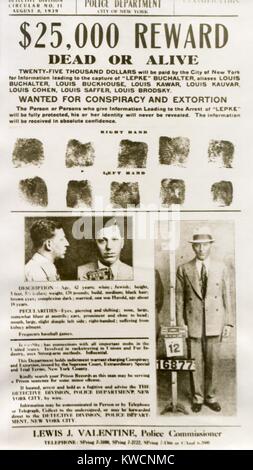 Avis de recherche avec mugshots Louis Lepke Buchalter,' 'American Gangster juif. 9 août, 1949. - BSLOC  2014 (17 190) Banque D'Images