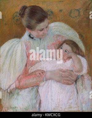 Infirmière et de l'enfant, par Mary Cassatt, 1896-7, la peinture impressionniste français, huile sur toile. Cassatts techniques pastel ont été influencés par ceux de son ami Degas (BSLOC 2017 3 135) Banque D'Images