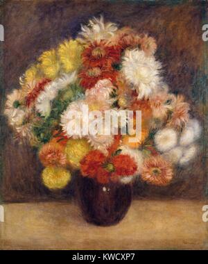 Bouquet de chrysanthèmes, par Auguste Renoir, 1881, la peinture impressionniste français, huile sur toile (BSLOC 2017 3 85) Banque D'Images