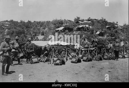 Les soldats ottomans au cours de la campagne de Gallipoli, Avril 1915-jan. 1916. Des 315 000 défenseurs turcs, plus de 215 000 ont été tués des blessés alors qu'ils ont repoussé l'invasion française/britannique pendant la Seconde Guerre mondiale (1 BSLOC 2017 1 151) Banque D'Images