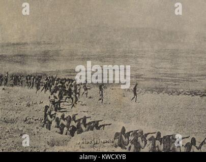 Gouvernement turc photo de l'armée ottomane au Siège de Kut en Mésopotamie (Iraq). Turcs a bloqué l'avance de l'avance Anglo le Tigre, causant ainsi leur retraite vers la ville de Kut, le 3 décembre 1915. Le 29 avril 1916, est mort en turc (BSLOC 2017 1 156) Banque D'Images