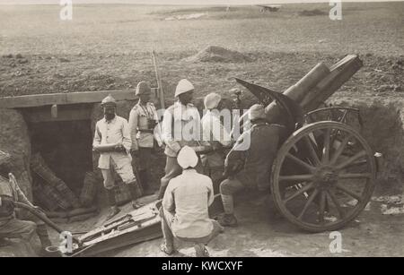 L'artillerie ottomane à Hareira en 1917 pour se défendre contre l'avance des Britanniques dans le sud de la Palestine. Les forces turques ont prévalu dans la Première et Deuxième bataille de Gaza en mars et avril 1917 (BSLOC 2017 1 158) Banque D'Images