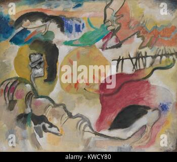 27 l'Improvisation (Jardin de l'amour II), par Vasily Kandinsky, 1912, expressionniste allemand russe. Ce tableau contient 3 représentations très abstraites de un couple entouré de formes serpentines. Le sous-titre du tableau est une référence à l'Eden biblique (BSLOC 2017 5 143) Banque D'Images