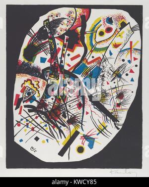 Kleine Welten III (petits mondes III), par Vasily Kandinsky, 1922, expressionniste allemand russe imprimer. Petites et grandes zones de couleur à la forme originale, les formes géométriques, et les lignes sont les éléments de cette lithographie BSLOC Résumé (2017 5 146) Banque D'Images