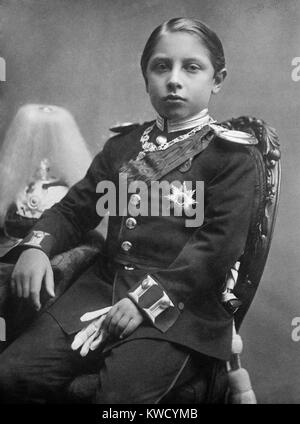 L'empereur Guillaume II, comme un prince de 12 ans, 1871 a été la première naissance des petits-enfants de la reine Victoria. Sa naissance difficile en 1859 a laissé avec une blessure au bras gauche, qui était faible, court-circuit, et le petit (BSLOC 2017 2 39) Banque D'Images