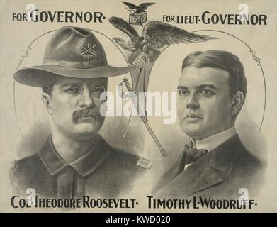 Pour l'affiche de campagne pour Theodore Roosevelts Gouverneur de l'État de New York. Il est revenu converti sa popularité comme un héros de la guerre hispano-américaine pour voix et a gagné les élections en novembre 1898 (BSLOC 2017 4 19) Banque D'Images